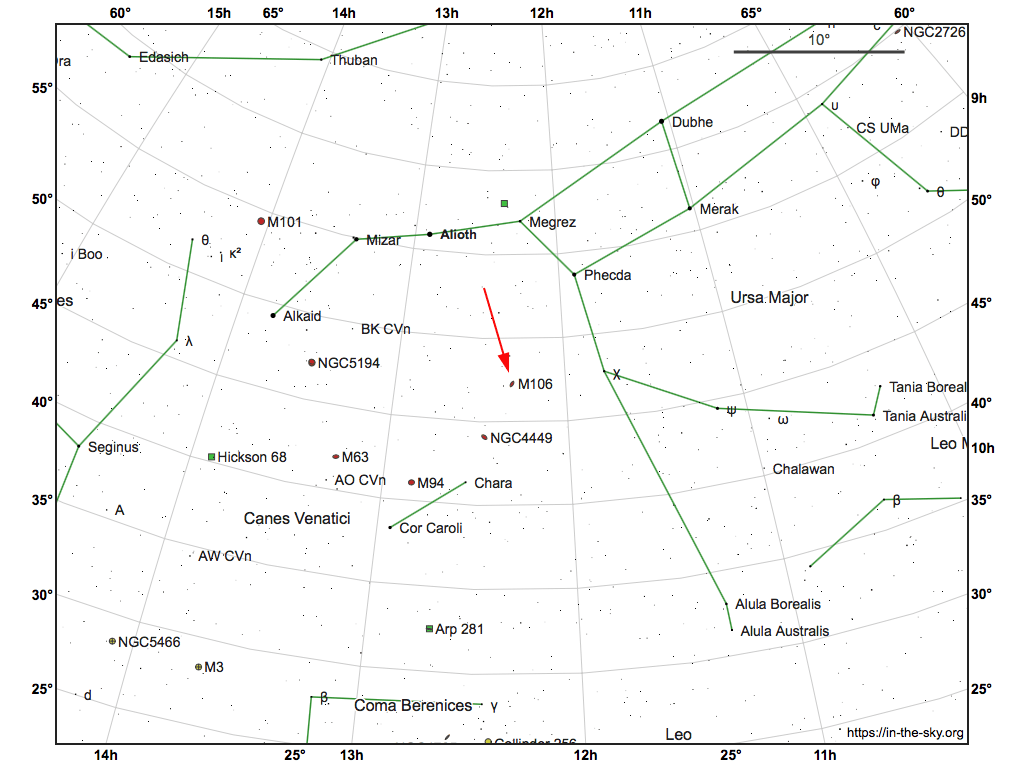 M106 in Constellation Map