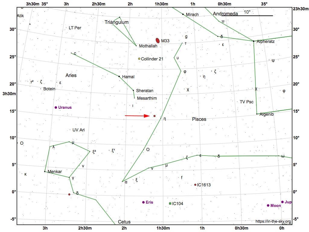 M74 in Constellation Map